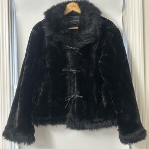 Kenneth Cole Black Faux Fur Teddy Jacket